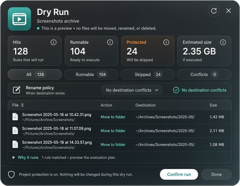 Dry Run first, then really tidy